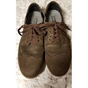 MUK LUKS MENS 10 COFFEE PARKER REAL COW LEATHER LACE UP TIE SHOES SNEAKERS